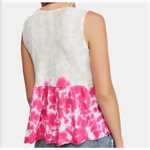 Free People Anytime Tie Dye Tank Hot Hibiscus Combo - Picture 2 of 10
